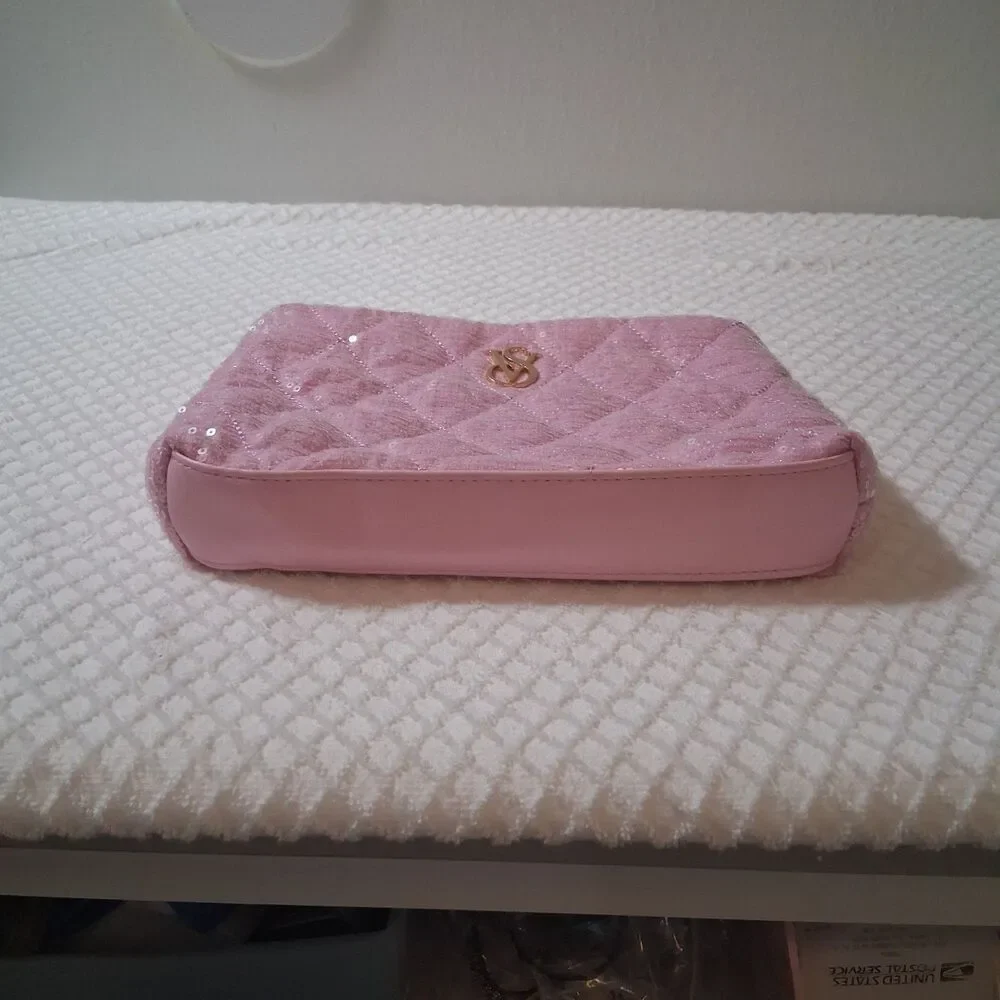 NWT Sequin Pink Makeup Small Clutch Bag Glam Sparkle Coqutte Princess Barbie